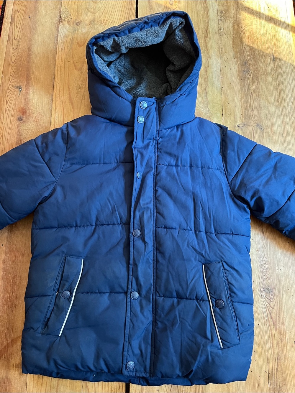 MINI BODEN 7-8 Navy Blue Puffer Jacket Hooded
